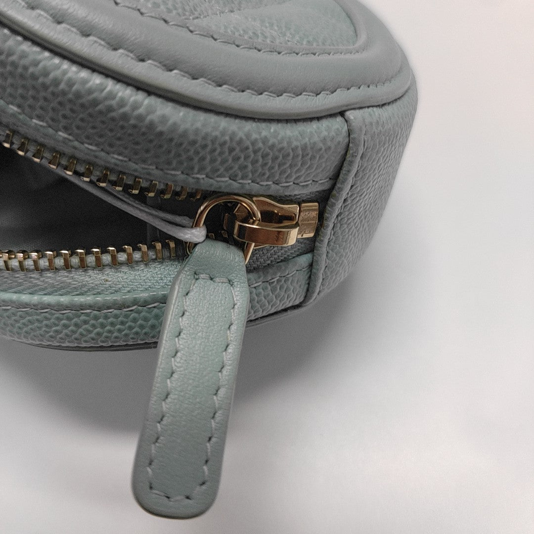 Quilted Grained Calfskin Wallet Blue