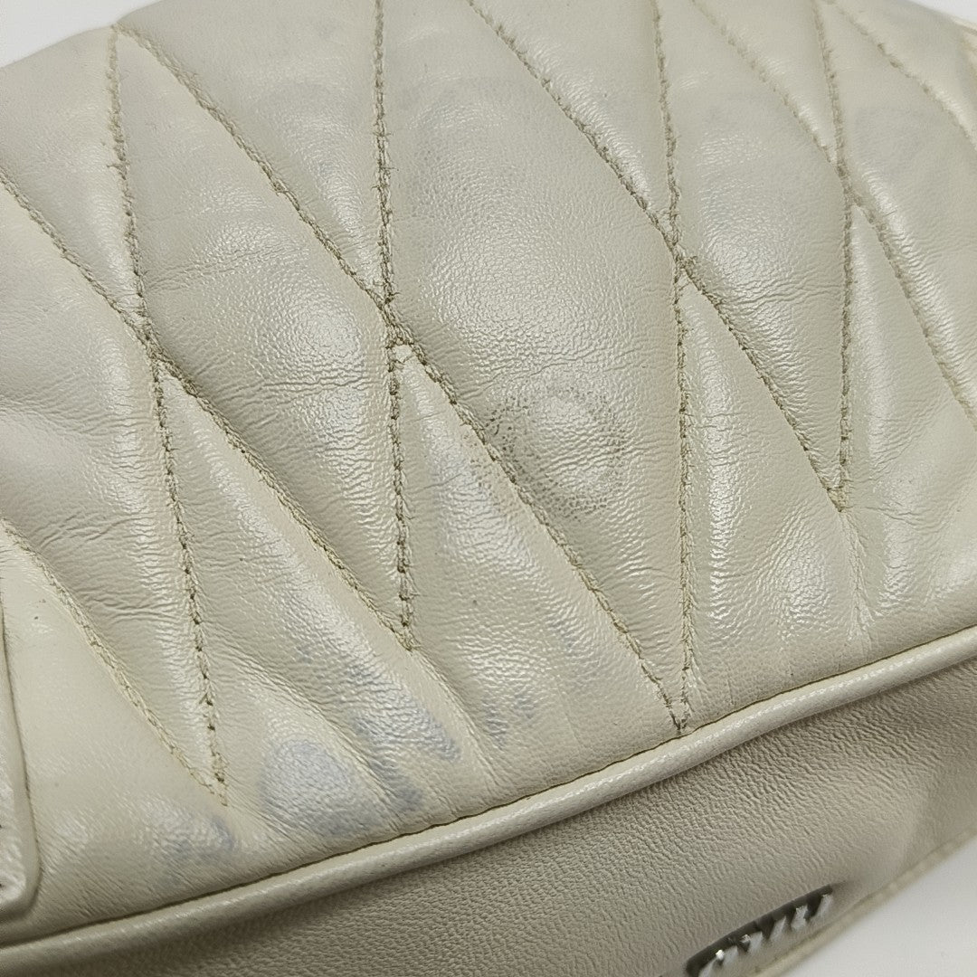 Quilted Lambskin Shoulder Bag White