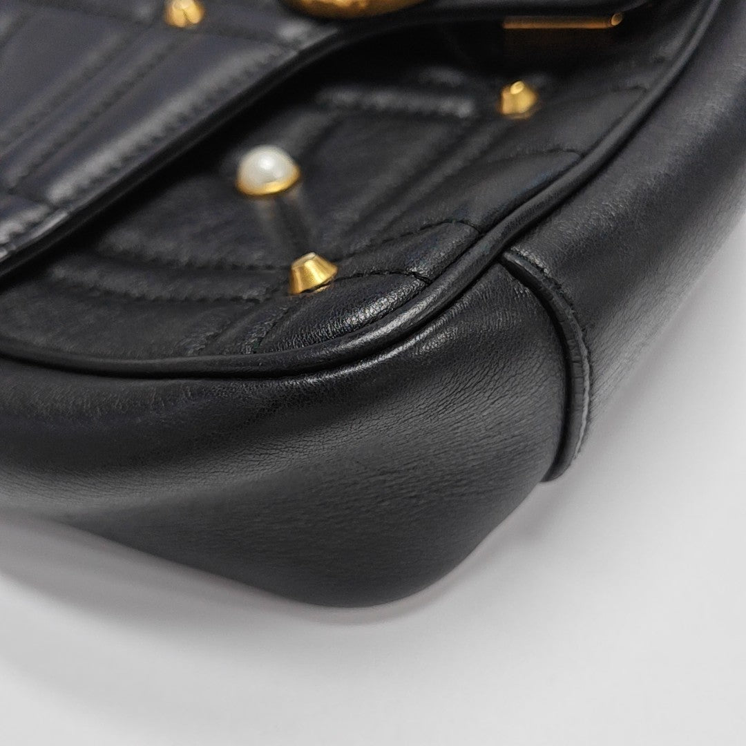 GG Marmont Medium Quilted Calfskin Black