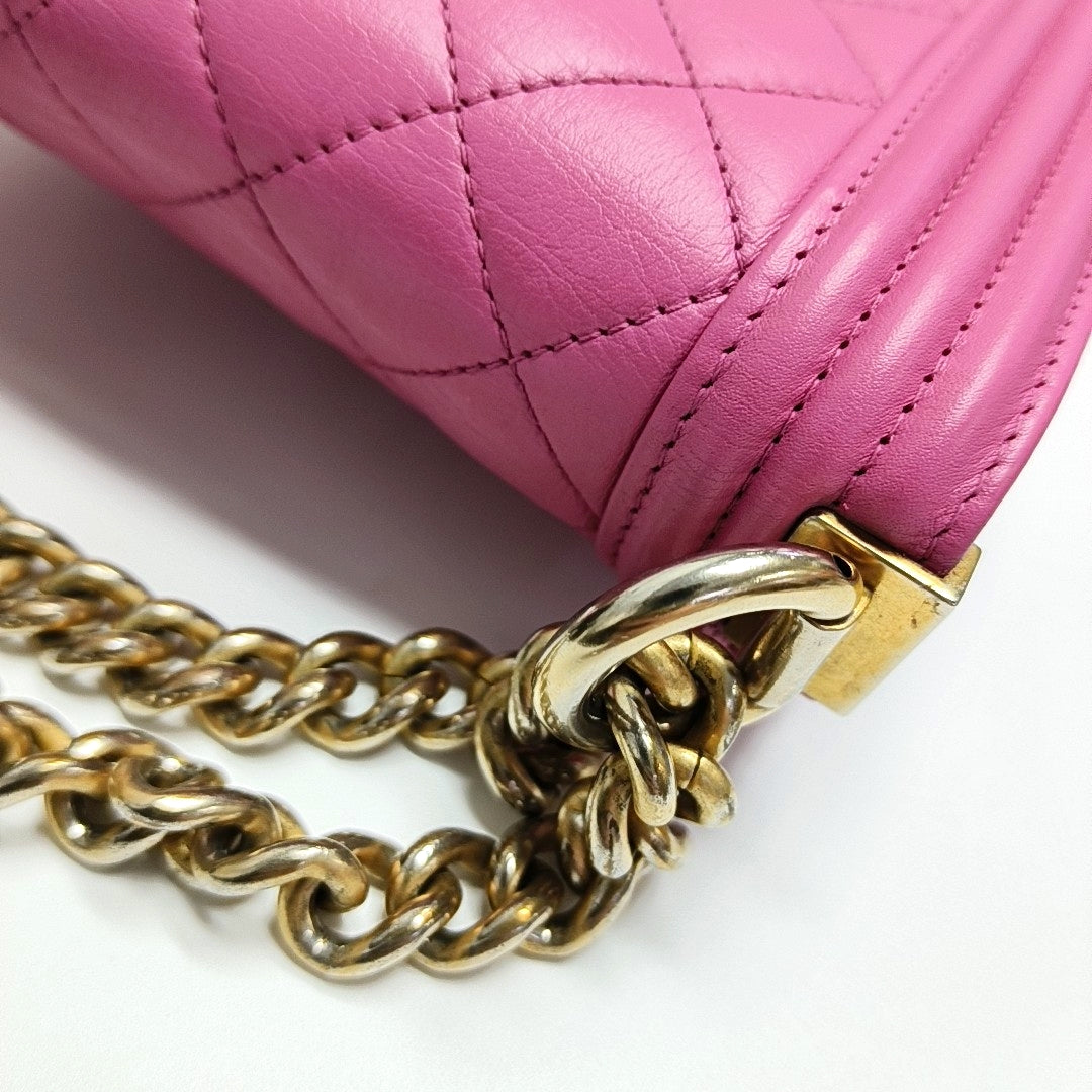 Authenticated pre-owned  BOY CHANEL Quilted Calfskin Pink - Crossbody Bag at Looply