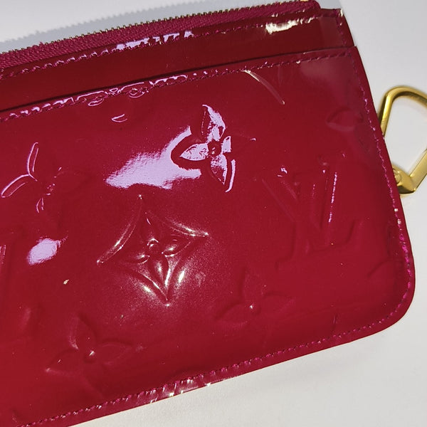 Monogram Patent Leather Card Holder Red