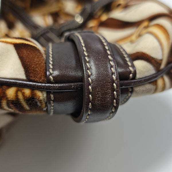 Fabric Top Handle Bag Brown