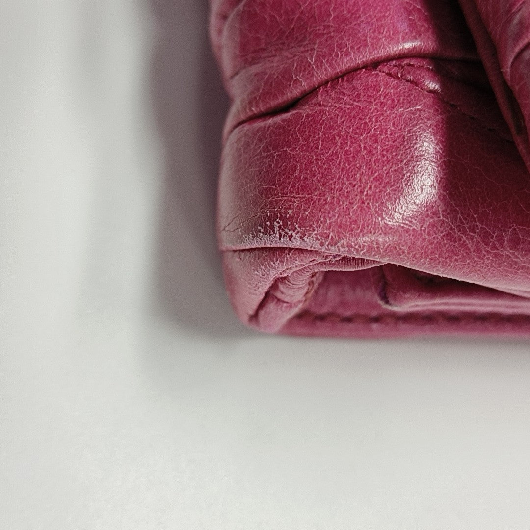 Button Wallet Quilted Lambskin Red
