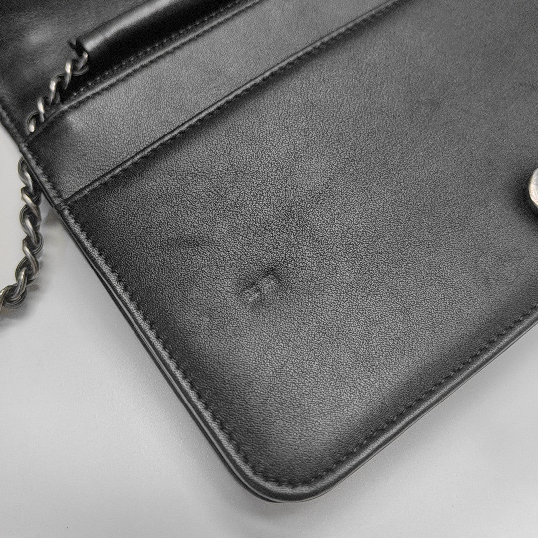 BOY CHANEL Mini Chevron Calfskin Black