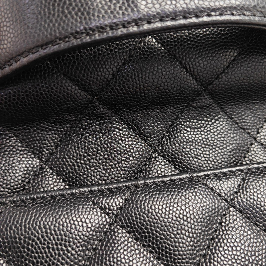 BUSINESS AFFINITY Small Quilted Grained Calfskin Black
