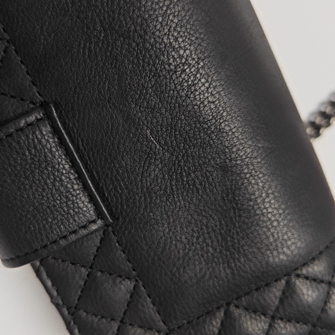 Quilted Calfskin Shoulder Bag Black