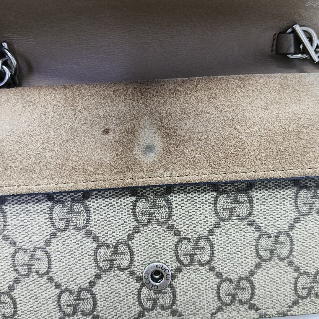 Dionysus Super Mini Monogram Coated Canvas Beige