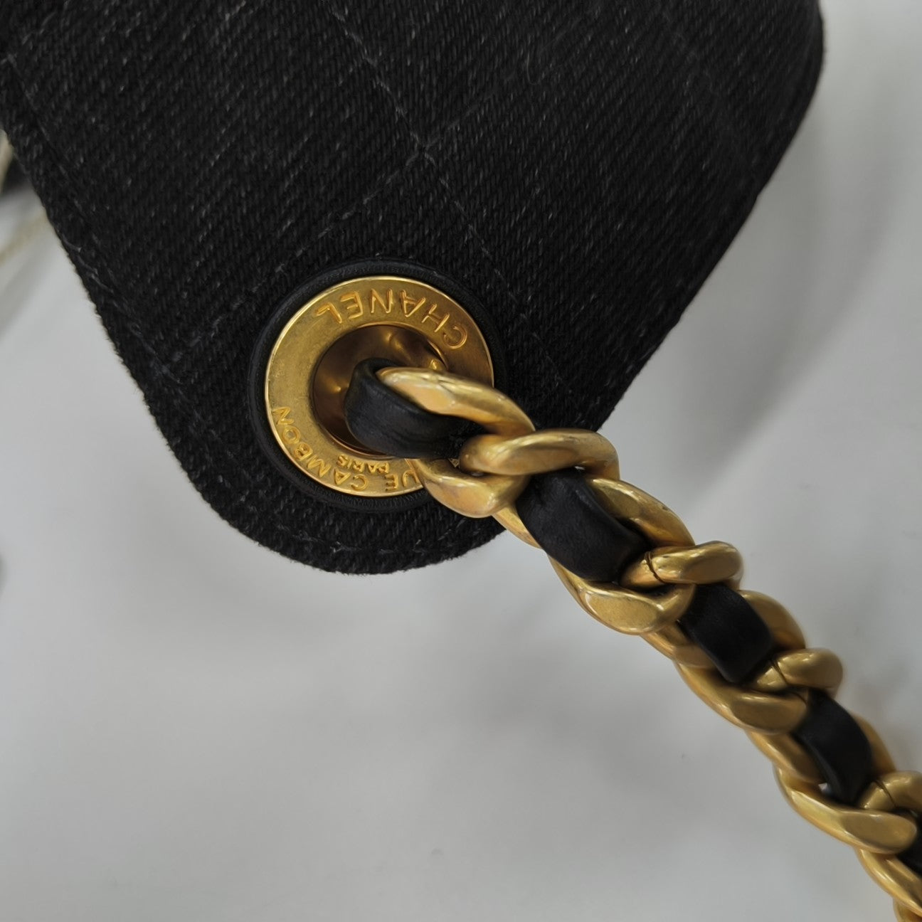CHANEL 25 Quilted Denim Black