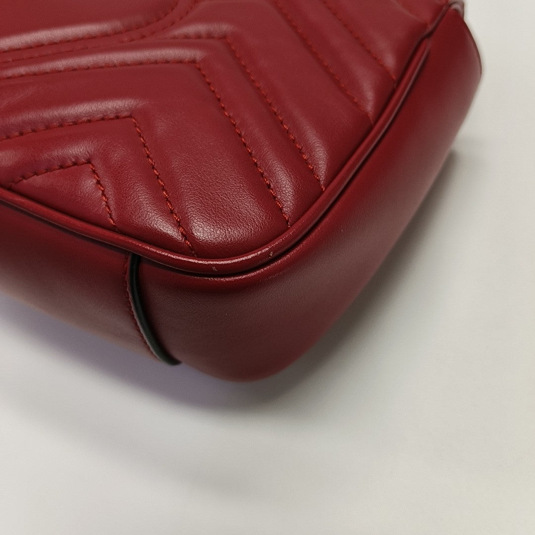 GG Marmont Small Quilted Calfskin Red