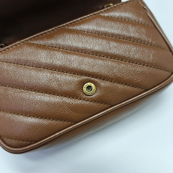 GG Marmont Mini Quilted Calfskin Brown