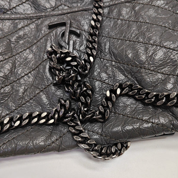 NIKI Medium Chevron Calfskin Gray