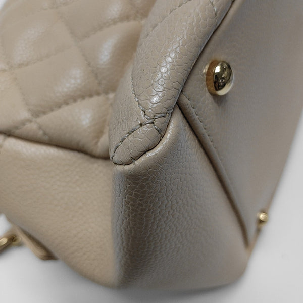 CHANEL PETITE Quilted Grained Calfskin Beige
