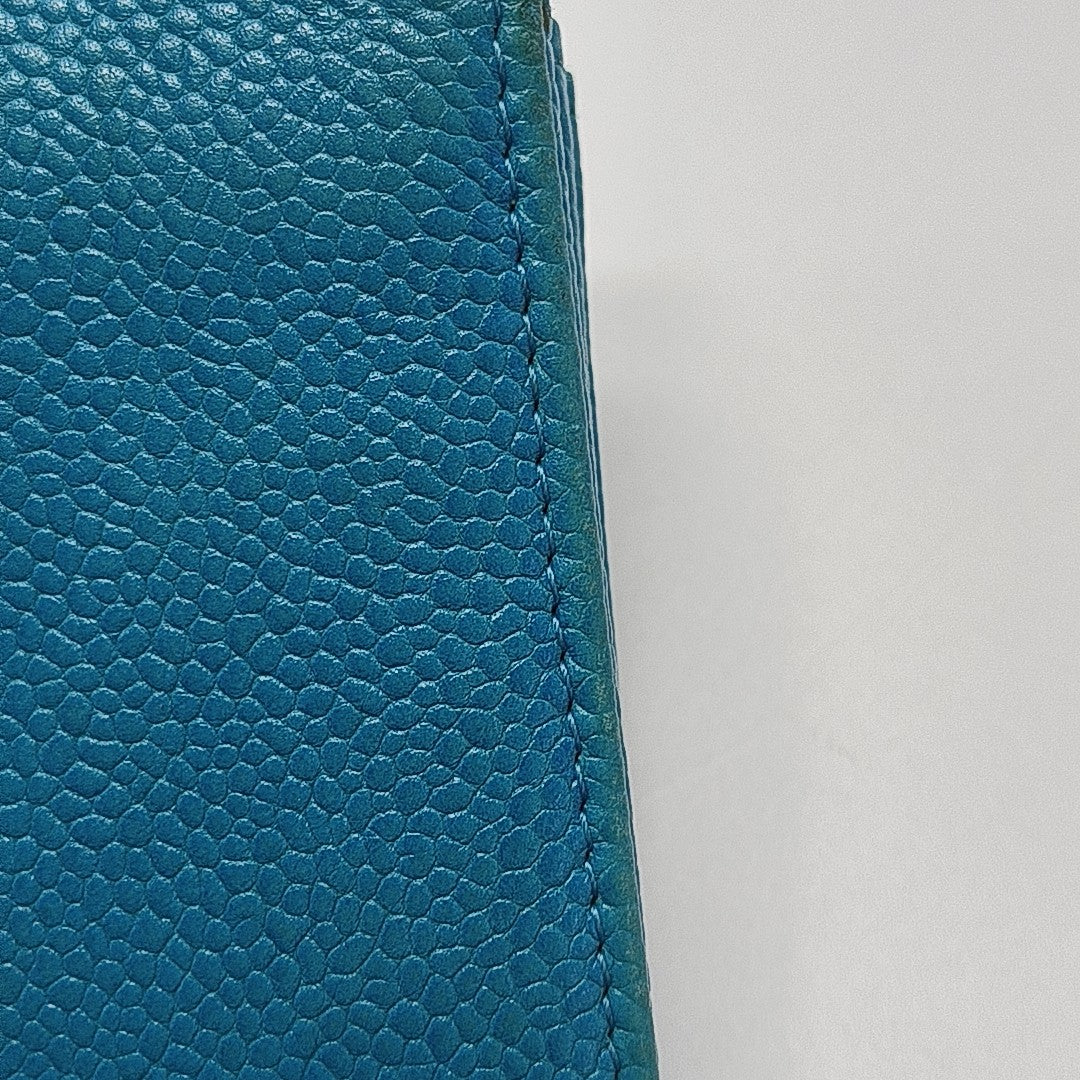 Grained Calfskin Wallet Blue