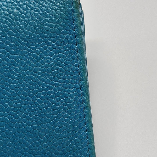 Grained Calfskin Wallet Blue