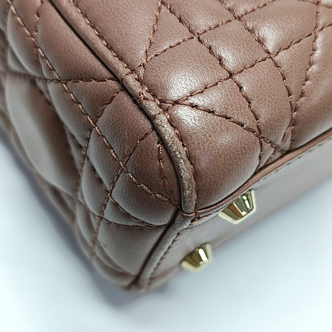 Authenticated pre-owned  Lady Dior Mini Lambskin Beige - Tote Bag at Looply