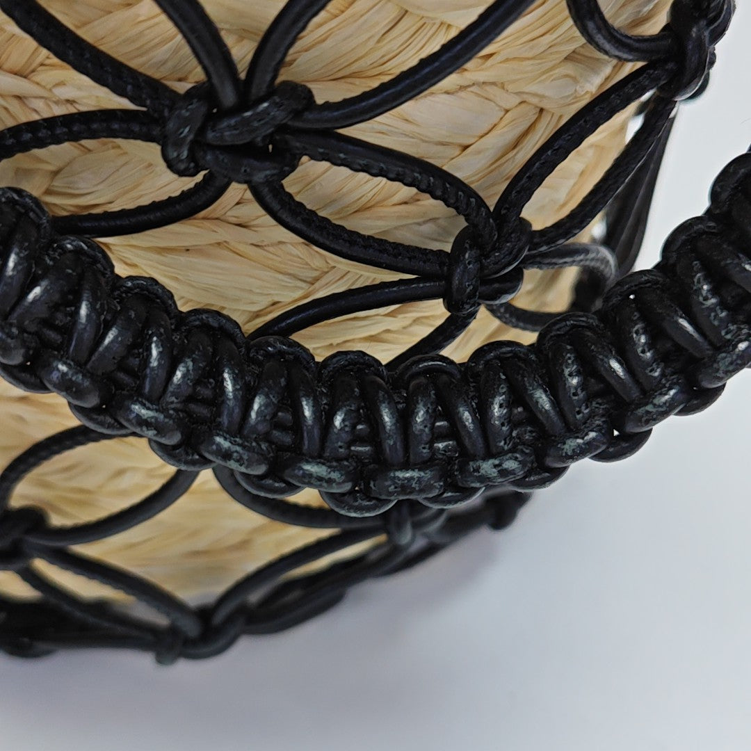 Leather Top Handle Bag Black