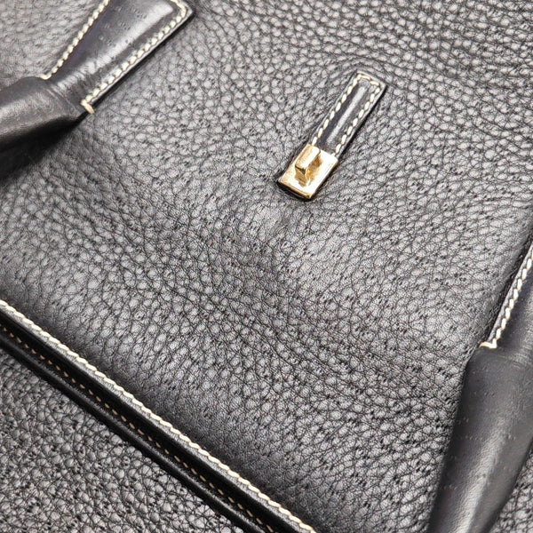 Calfskin Top Handle Bag Black