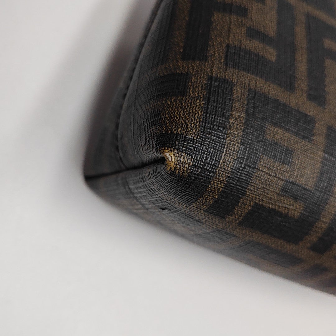 Coated Canvas Clutch Brown
