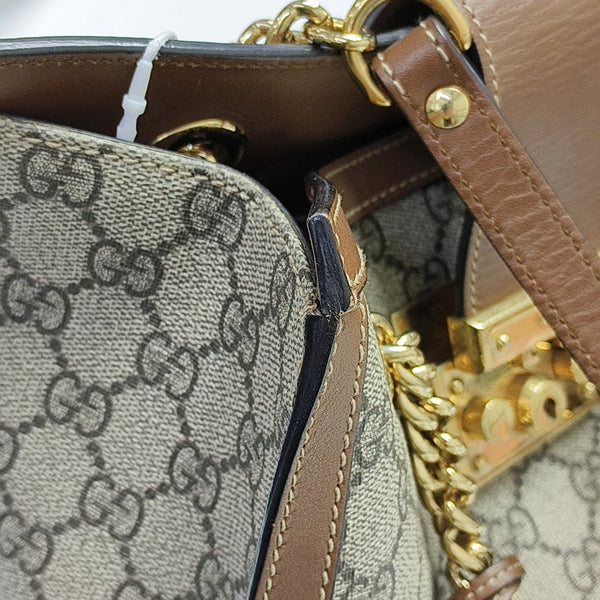 Padlock Small Monogram Coated Canvas Beige