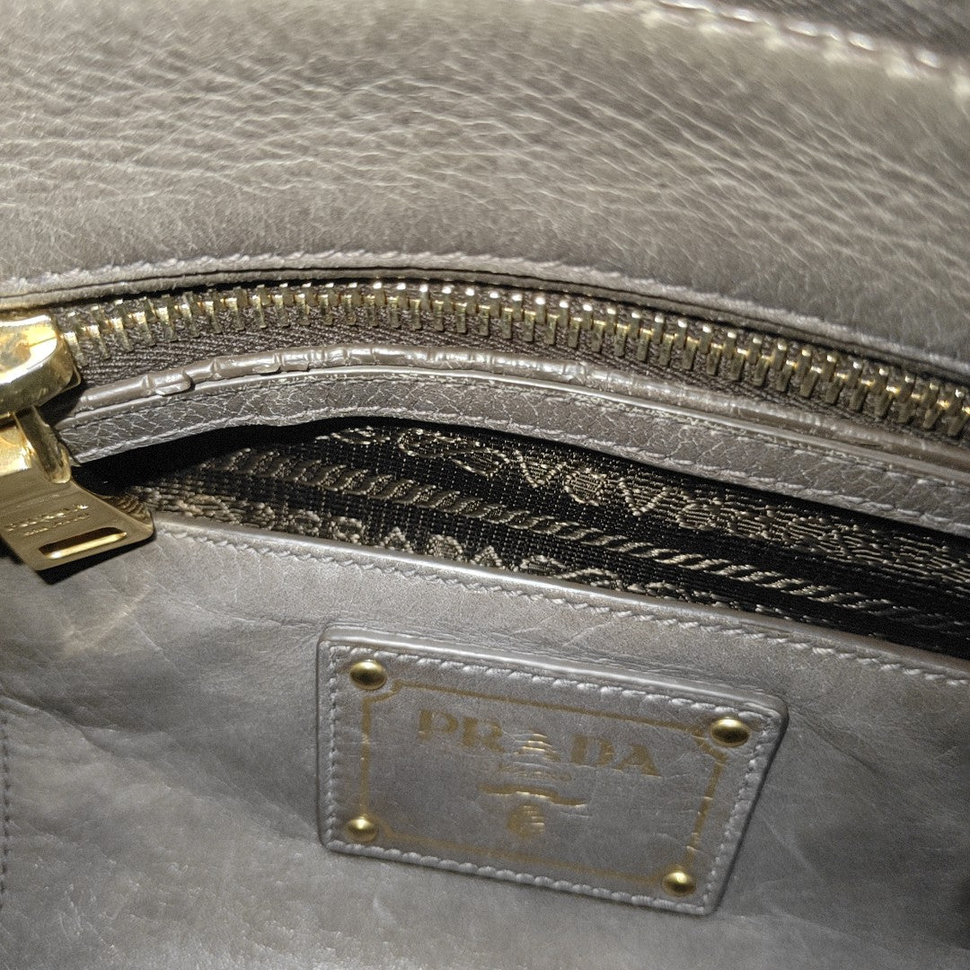 Calfskin Top Handle Bag Gray