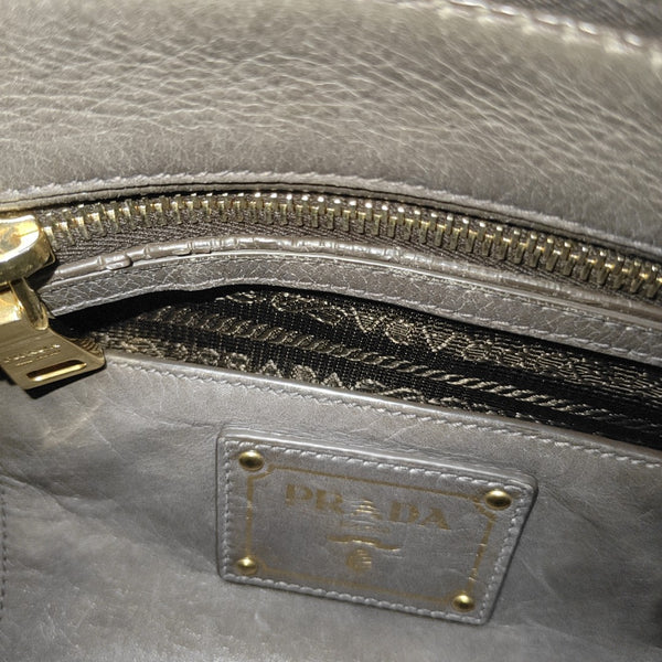 Calfskin Top Handle Bag Gray