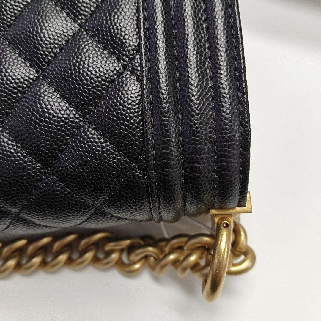 BOY CHANEL Small Quilted Grained Calfskin Black