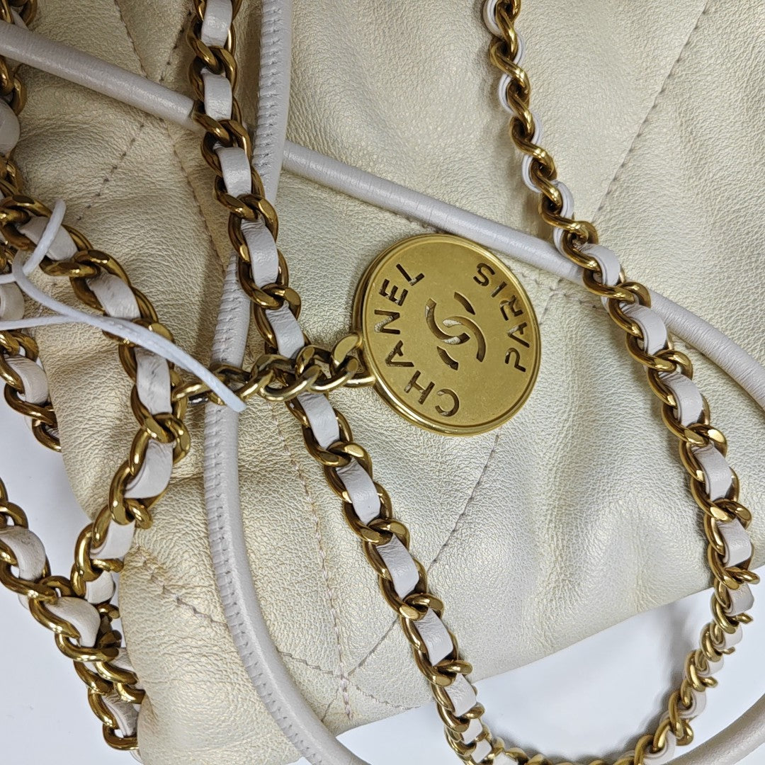 CHANEL 22 Mini Quilted Calfskin Beige