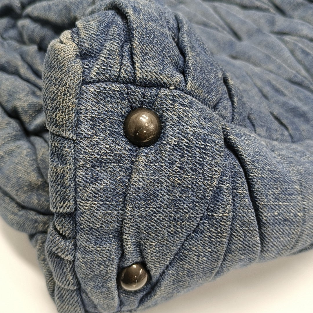 Quilted Denim Tote Bag Blue