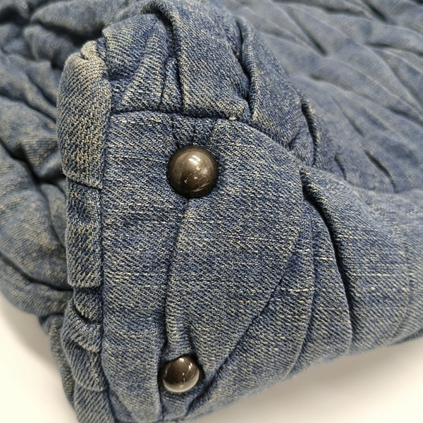 Quilted Denim Tote Bag Blue