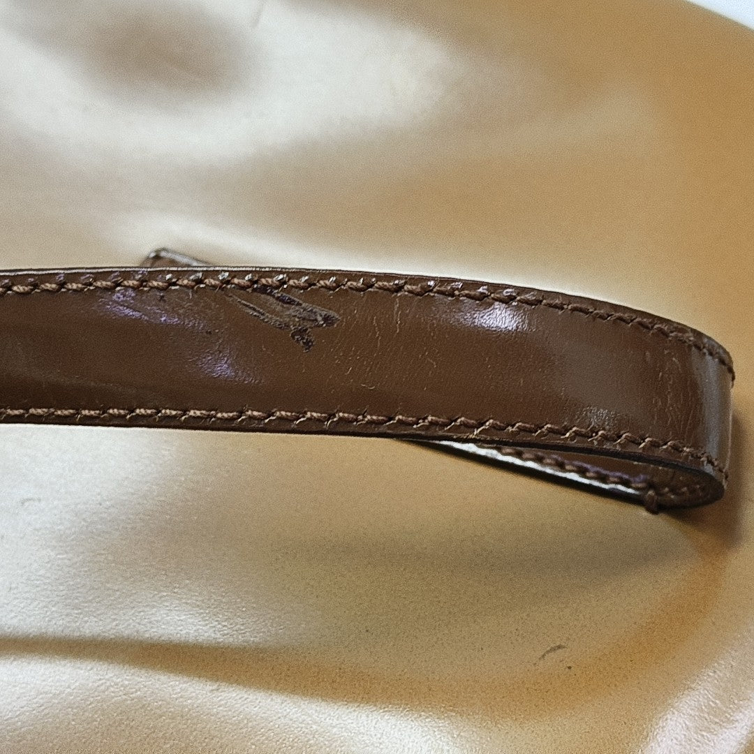 Patent Leather Top Handle Bag Brown
