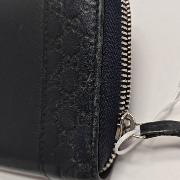 Ligne Shima Monogram Calfskin Blue Wallet