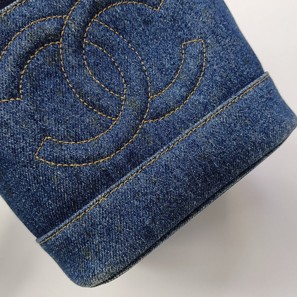 VINTAGE COSMETIC BAGS Quilted Denim Blue