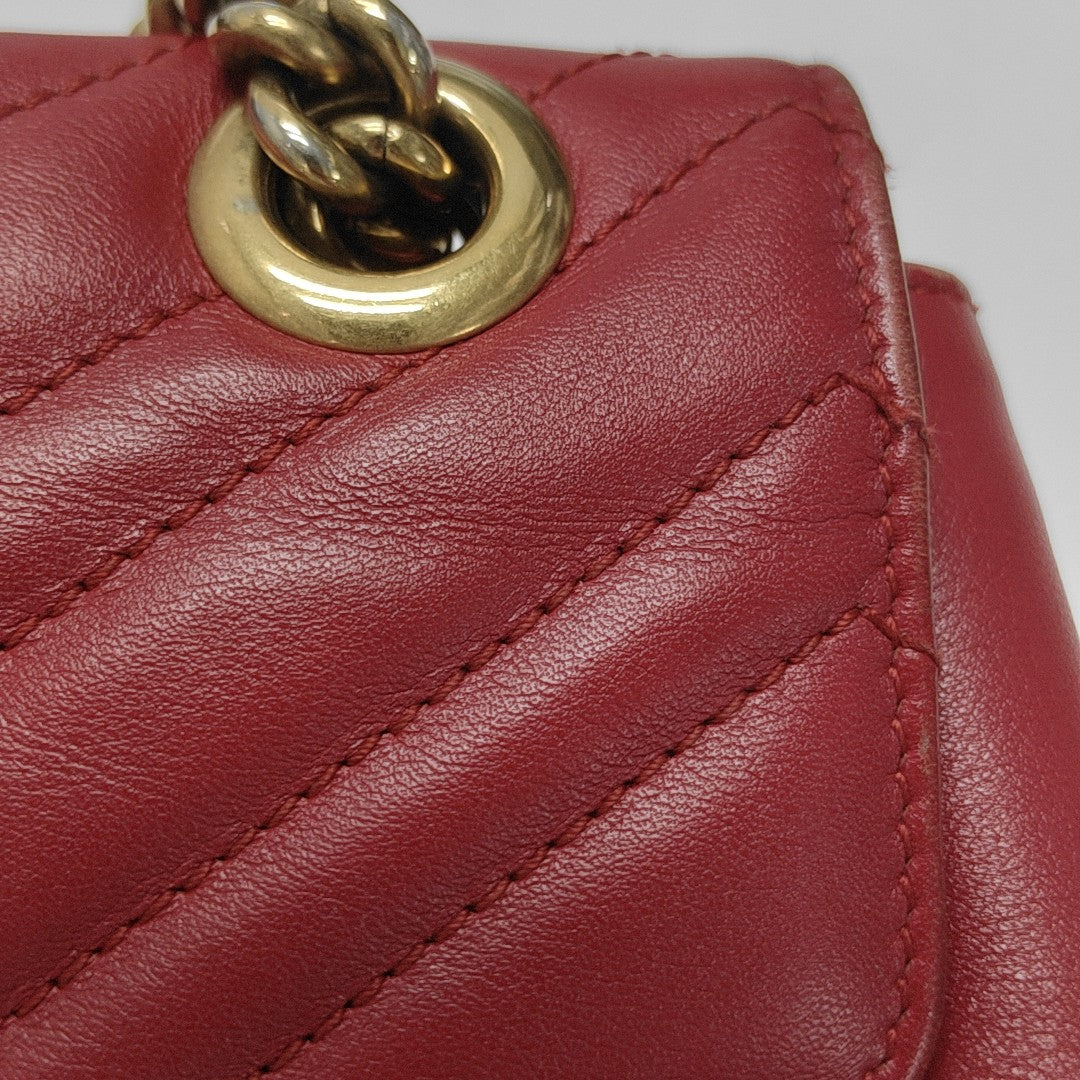 GG Marmont Medium Quilted Calfskin Red
