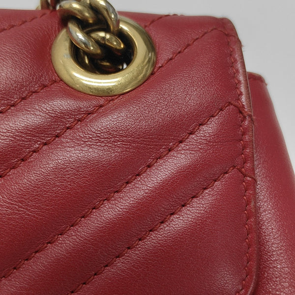 GG Marmont Medium Quilted Calfskin Red