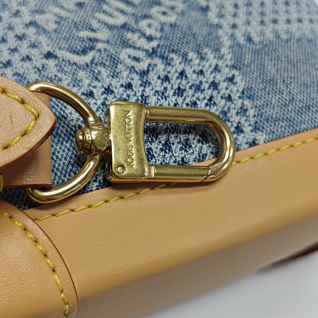 STEAMER Extra Small Damier Fabric Blue