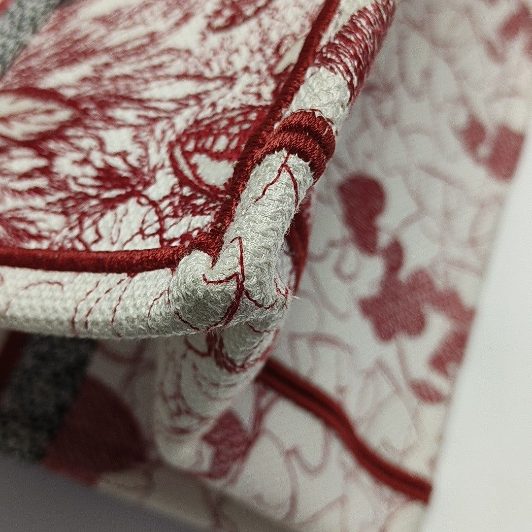 Book Tote Medium Fabric Red