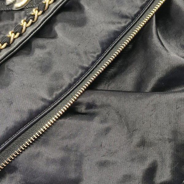 Quilted Fabric Top Handle Bag Black
