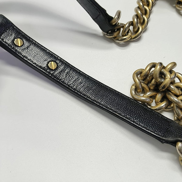 BOY CHANEL Medium Quilted Grained Calfskin Black