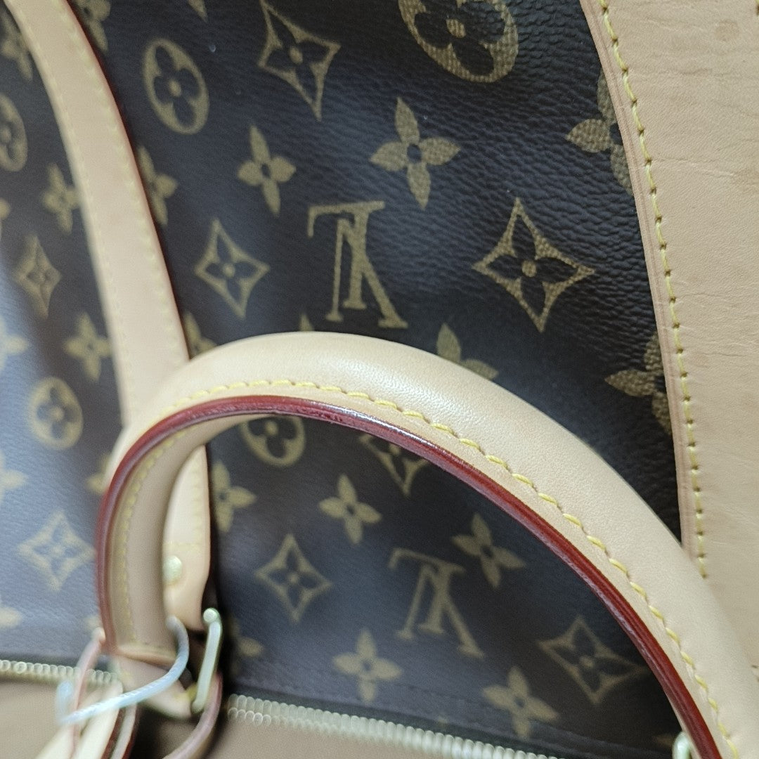 KEEPALL 60 Monogram Coated Canvas Brown
