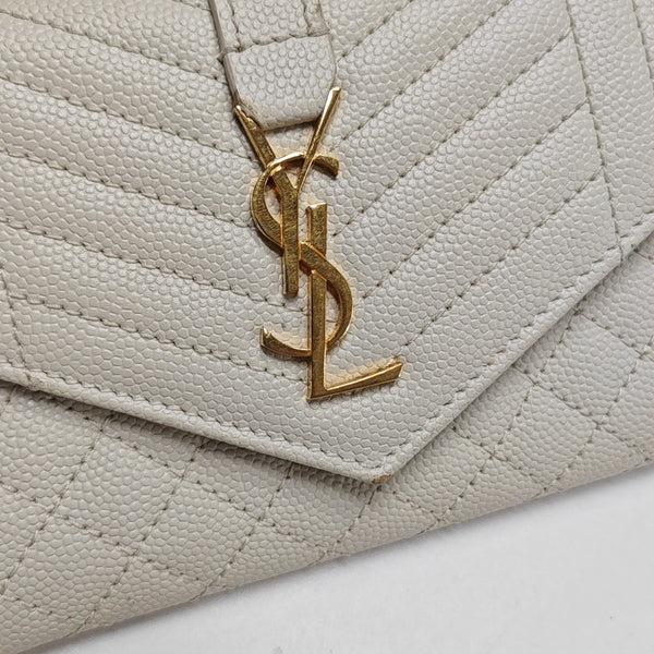ENVELOPE Small Chevron Calfskin White Wallet