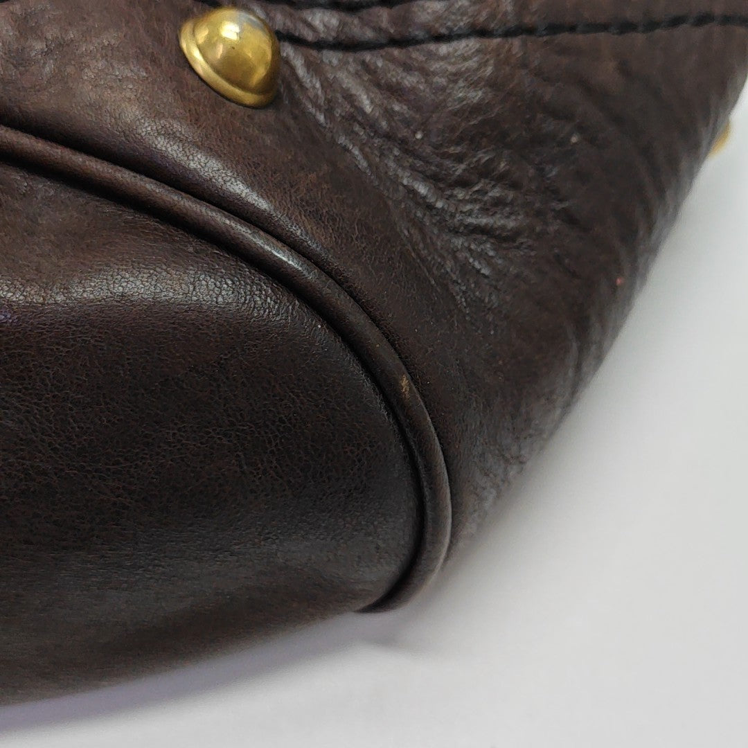 Suede Top Handle Bag Brown