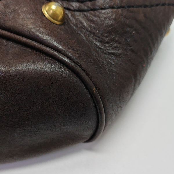 Suede Top Handle Bag Brown