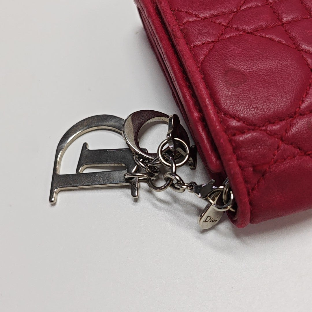 Lady Dior Small Cannage Lambskin Pink Wallet