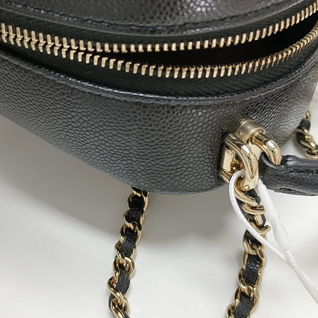 Quilted Grained Calfskin Backpack Mini Black