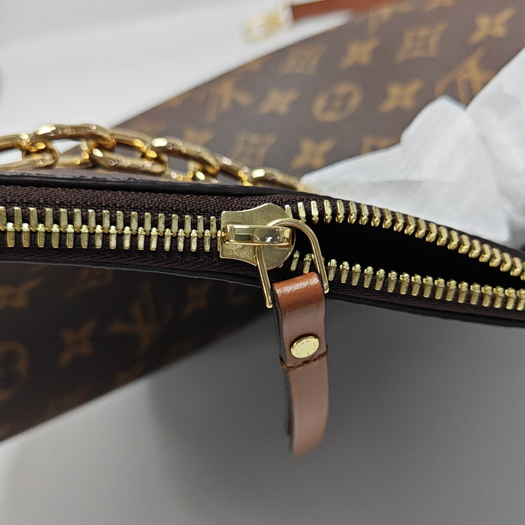 LOOP HOBO Monogram Coated Canvas Brown