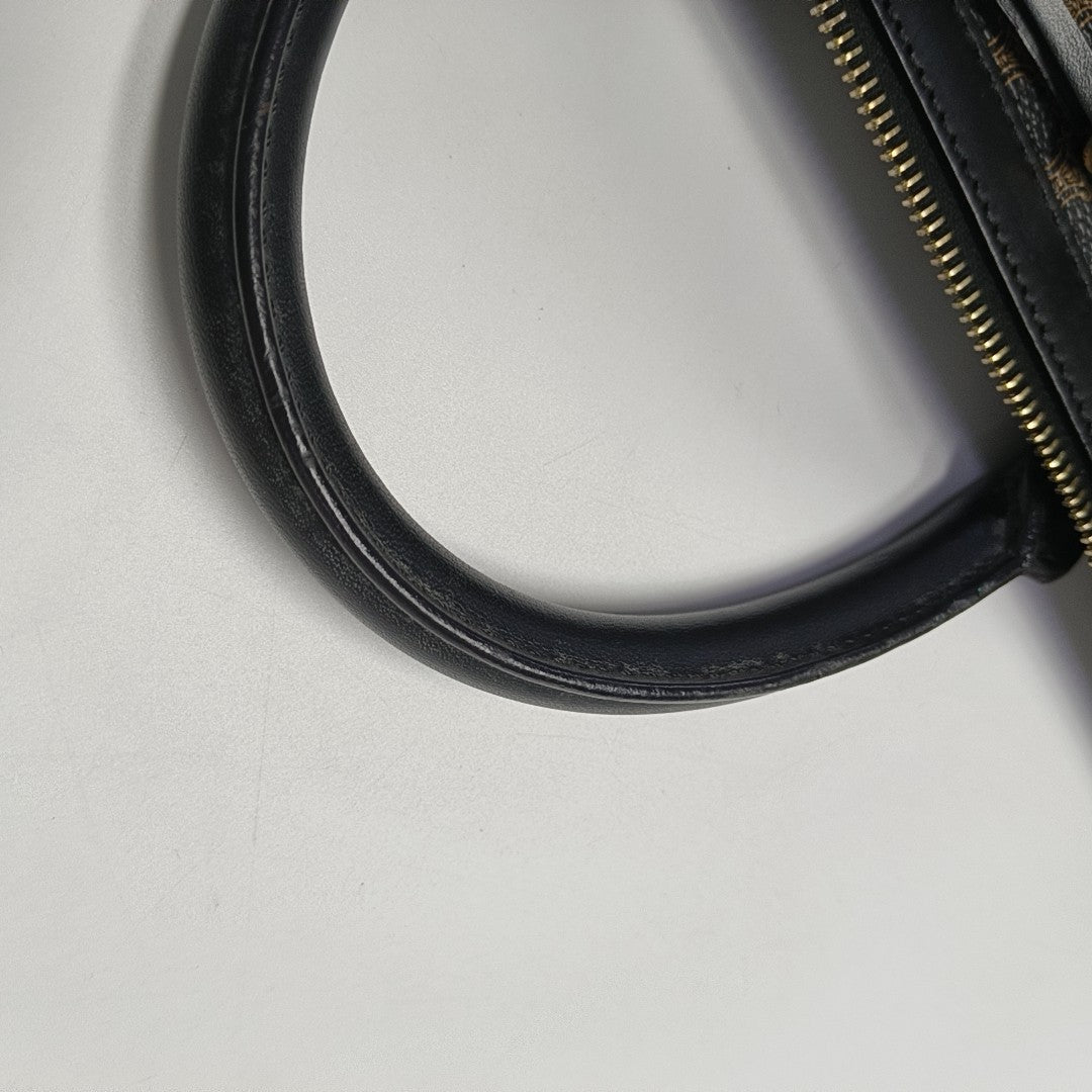 Coated Canvas Top Handle Bag Brown
