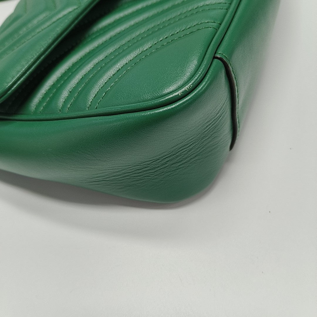GG Marmont Medium Quilted Calfskin Green