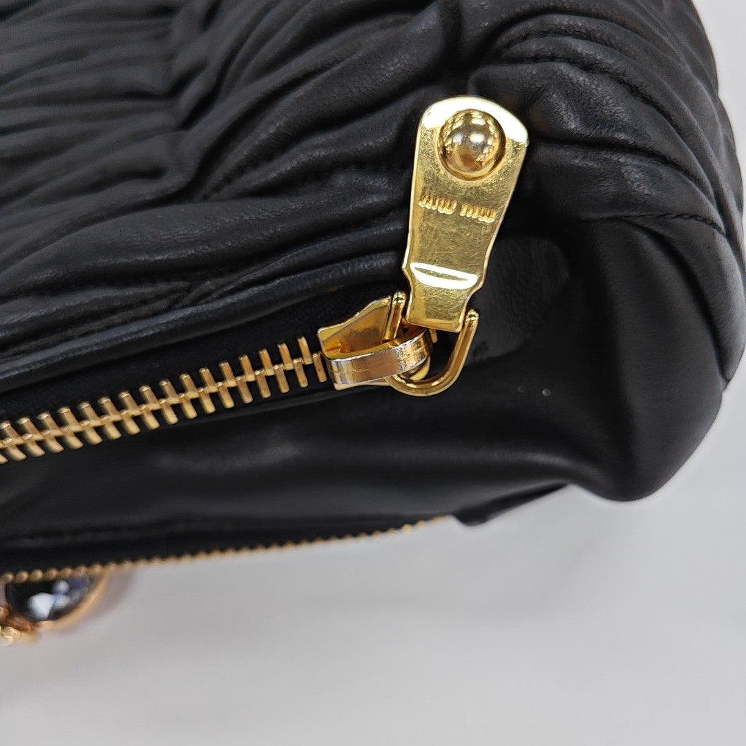 Quilted Lambskin Shoulder Bag Black