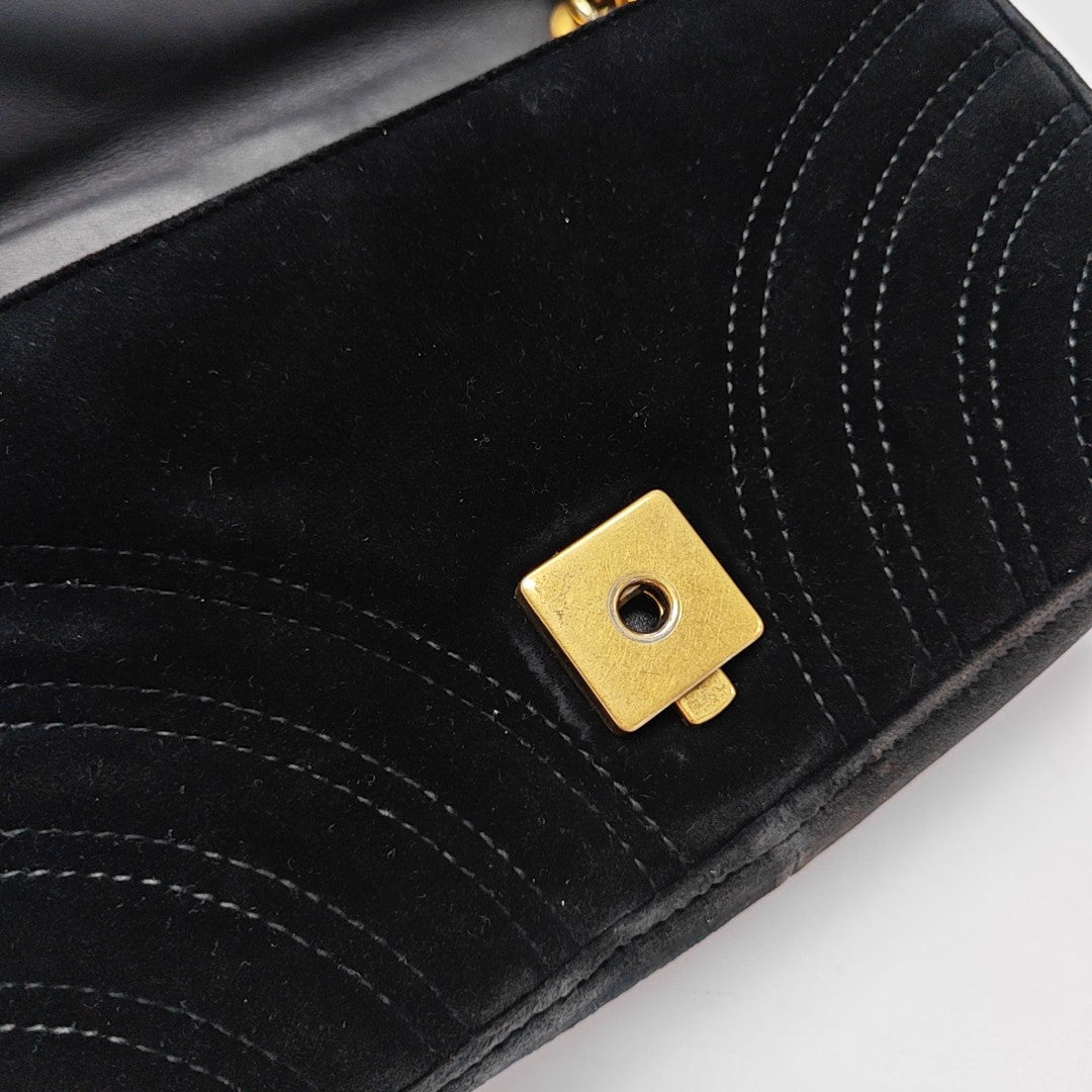 GG Marmont Small Quilted Velvet Black