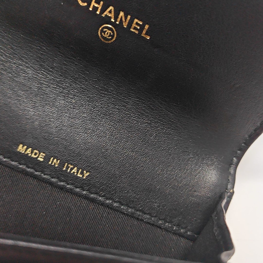 BOY CHANEL Quilted Calfskin Black Card Holder